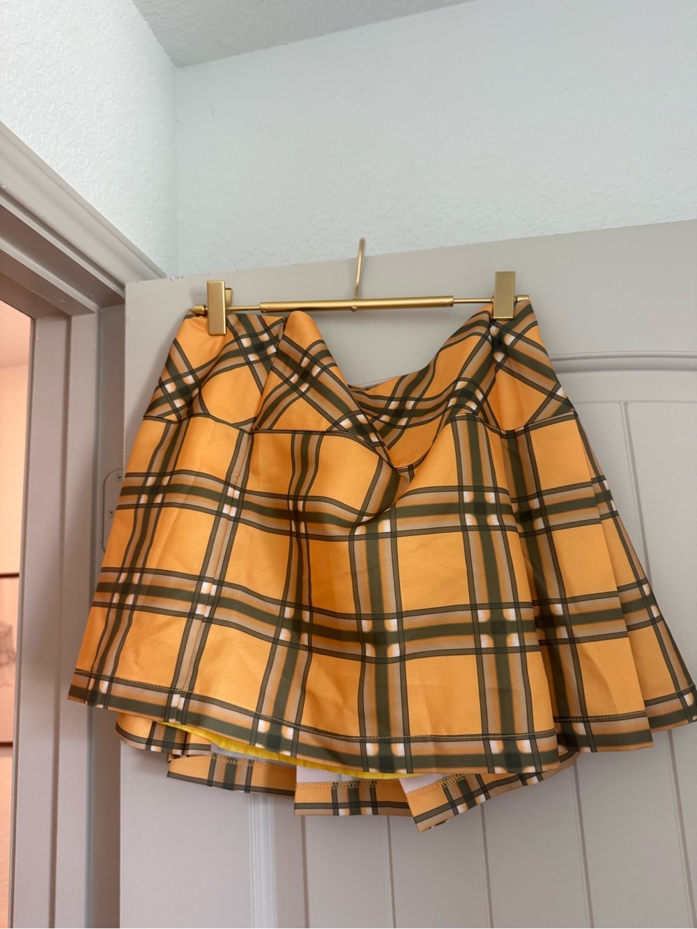 Pleated Yellow Plaid Mini Skirt - Women - Picture 2 of 5